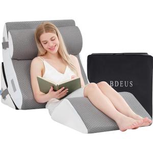 BDEUS 4PCS 25 Inch Extra Wide Orthopedic Bed Wedge Pillow Set, Memory Foam Adjustable Wedge Pillow Post Surgery for Back, Neck and Leg Pain Relief-Acid Reflux and GERD for Sleeping, with Travel Bag