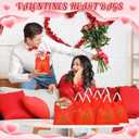 ForraFun 120 Pcs Valentines Goodie Bags Bulk Heart Drawstring Treat Candy Gift Bags with Handles Plastic Small Snacks Cookies Party Favors Pouch for Valentines Exchange Gift Holiday Birthday Supplies