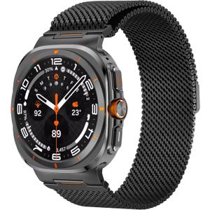 Rugged Stainless Steel Milanese Loop Compatible for Galaxy Watch Ultra 47mm/Watch 8/8 Classic, Strong Magnetic Clasp Metal Strap for Men Women, Adjustable Milanese Mesh Band for Galaxy Watch Ultra Bands/Galaxy Watch 8 Band