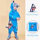 Toddler Boys Rain Suit Lightweight Waterproof Coveralls Cartoon Shark Hoodie Rain Jacket 6-8 years XL Size