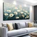 FUHAIHUA Canvas Wall Art For Living Room Large Wall Decor For Office Bedroom Decorations White Flowers Landscape Pictures Modern Wall Paintings Aesthetics Posters Home Decor Ready To Hang 30x60 In