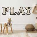 RattanView Wooden Play Rattan Letters Set Playroom Decor Boho Wall Signs Play Wooden Rattan Letters Wall Decor for Playroom Art Nursery Room Decorations(Black)