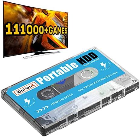 Kinhank 500G Portable External Game Hard Drive Disk, Built-in 111000+ Games, Batocera 33 Game System, for Laptop/PC/Windows/, (No Gamepad)