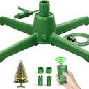 (2025 Upgrade) Rotating Christmas Tree Stand with Remote Control, Stable 360 Revolving Tree Base Stand, Up To 7.5ft 90lb. Adjustable Christmas Tree Holder for Xmas Tree, Artificial Tree (Green) (PureSpin)