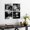 Black and White Car Wall Art Vintage Car Posters for Mens Bedroom Office Decor Vehicle Canvas Prints for Boys Room Wall Decor Retro Classic Cars Engines Framed Artwork Home Decoration 12x12 4Pcs