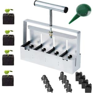 Hand-held Soil Blocker 4x2 Inch Seed Block Makers at a Time Soil Block Maker for Soil Block for Seed Start Garden Soil Potting Soil for Outdoor Plants (Plastic Seed pins)