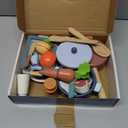 Lehoo Castle Wooden Play Kitchen Accessories, Play Food for Toddlers 1-3, Toys Pots and Pans for Kids Cooking Set, Pretend Play Cutting Vegetables Toys, Gifts for Girls Boys 3 4 5