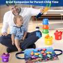 Montessori Toys for 1 Year Old - 20PCS Cloth Toddler Fishing Game with Stacking Cups,Baby Color Sorting Toy 12-18 Months One Year Old Birthday Gift,Best Easter Gifts for 1-3 Year Olds (Blue)