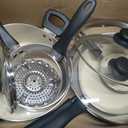 Amazon Basics 11-Piece Ceramic Non-Stick Pots and Pans Set, Dishwasher & Oven Safe, Easy Clean, Glass Lids, Black/Cream