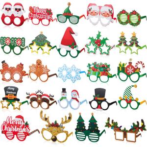 Syhood 48 Pcs Paper Christmas Glasses Bulk Holiday Glasses Frames Fun Christmas Accessories Xmas Party Decorations Costume Eyeglasses for Kids Adults Gifts Photo Props Favors