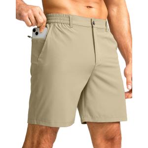 G Gradual Men's Casual Shorts 7" Lightweight Golf Shorts for Men Stretch with 3 Pockets Quick Dry Breathable Work Shorts (L)