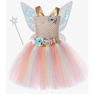 Tutu Dreams Long Train Fairy Princess Dress for Girls Small Y with Wings Set Birthday Party