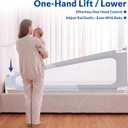 Baby Bed Rail Guard, Extra Tall Adjustable No-Gap Safety Rail for Toddlers, Fits Both King and Queen Size Beds, Single Side(78.7"×25"), Gray & Blue
