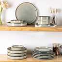GBHOME Ceramic Dinnerware Sets for 4, 12 Pieces Stoneware Plates and Bowls Sets, Reactive Glaze Dishes -Scratch Resistant, Dishwasher&Microwave Safe