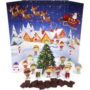Christmas 2025 Pop Up Advent Calendar, Holiday Countdown with Chocolatey Candy Pieces, 24 Days, 1.76 Ounces (BBD 2027/09/13)