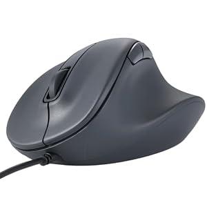 ELECOM Wired USB Ergonomic Shape Mouse, Silent Click, Right Hand, 2000DPI, 5 Buttons, Optocal Sensor, Compatible with PC, Mac, Laptop, EX-G, Lsize Black (M-XGM30UBSKBK)