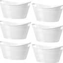 Patelai 6 Pcs Ice Buckets Bulk, Plastic Ice Buckets with Handles, Oval Storage Tub, Large Capacity Drink Tub for Party Bar Wine Beer Champagne Beverage Bottle Cooler(4.5 Liter,White)
