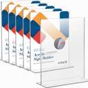 Relx Acrylic Sign Holder 8.5 x 11, Plastic Frame Flyer Holder, Double Frames Clear Acrylic Display Stand for Store, Restaurant (6 pack)