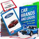 Car Brands and Logos - Flash Cards for Kids Ages 4-8, Flash Cards for Toddlers 2-4 Years - Ideal Small Gift for Boy