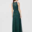 Adrianna Papell Womens Halter Blouson Beaded Gown (Green, US 8)