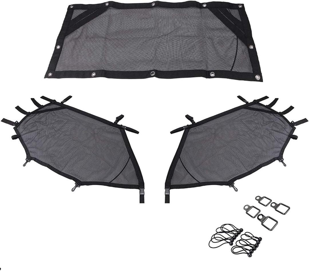 Window Net Roll Cage Mesh Net Guard Front Rear Right and Left Window Shade Shield Cover Door Scratch Prevention Compatible for UTV Polaris RZR 570 800 1000 900 RZR XP Turbo 2015-2019 2 Seater (Black)