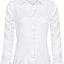 J.VER Womens Dress Shirts Long Sleeve Button Down Shirt Wrinkle-Free Business Casual Blouse Office Work Tops, M