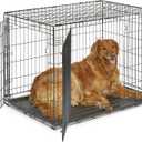 MidWest Homes for Pets 42-Inch iCrate for Large Breeds, 71-90 lbs, Double Door Folding Dog Crate with Divider Panel, Leak-Proof Tray & Secure Latches, Portable, Durable & Easy to Assemble