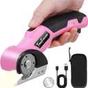 Cardboard Cutter Electric - Width 1.3inch, Length 9.06inch - Rechargeable Cardboard Scissors Suitable for Parper, Box, Leather, Fabric, Carpet, Plastic Blister - Safety Lock and Led Light (pink)