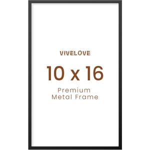 Vivelove 10x16 Metal Picture Frame, Black Aluminum Picture Frames with Tempered Glass, Wall Mounting Horizontally or Vertically, Simple and Elegant Decor for Wall-1Pack