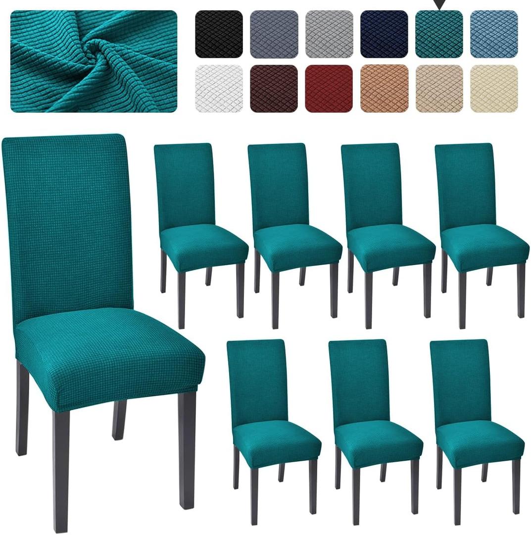 Aertiavty Chair Covers for Dining Room Set of 8 Kitchen Chair Seat Covers, Dining Room Chair Covers Chair Slipcover Parsons Chair Covers, Teal