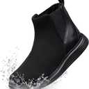 CENNID Women's Waterproof Chelsea Orthopedic Boots Ankle Slip on Booties Low Heel Comfortable Flat Lightweight Walking Boots, Black 7