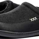 NewDenBer Men's Warm Memory Foam Suede Plush Fleece Lined Slip on Indoor Outdoor Clog House Slippers (Black)