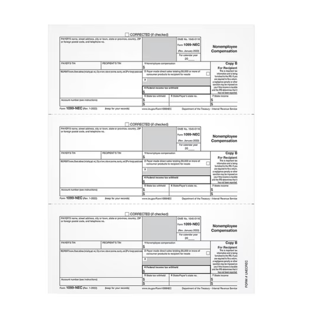 1099 Nec Copy B 2025 - Income - Recipient, Pack for 150 Recipients 50 Sheet, 2025 Copy B