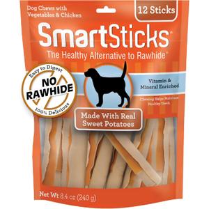 SmartBones SmartSticks, Treat Your Dog to a Rawhide-Free Chew Made With Real Meat and Vegetables (8.4 Ounce (Pack of 3))