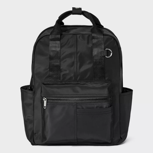 Square Backpack - Wild Fable™ Black: College Bookbag, Fits 16" Laptop, Lightweight Woven Design