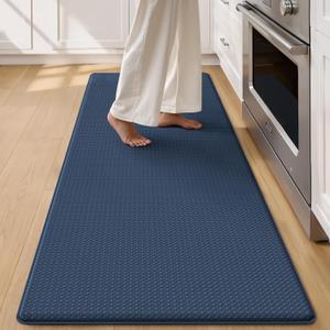 Color&Geometry Anti Fatigue Cushion Kitchen Mat for Floor -24"x59",Wide,Easy Clean, Water & Oil Proof, Anti Slip, Foam Rubber Runner Rug for Front Sink Comfort Standing,Blue