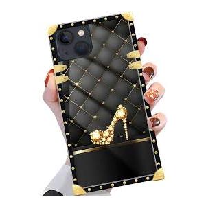 Yuning419 Case Compatible with iPhone 15 Pro Max Case,Luxury Soft TPU & Hard PC Back for Girls Women,Shockproof Protective Cover,Diamond Heels