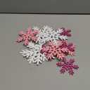 Bucherry 12 Pcs Wooden Snowflake Table Decor 3D Snowflake Tabletop Signs and Centerpiece for Christmas Xmas Winter Wonderland Decorations Home Party(White, Pink, Rose Red)