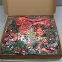 Christmas Door Wreath, Wreaths for Christmas Decor, Holiday Wreath Flocked with Pine Cones, Ball Ornaments and 2 Bows, Indoor Outdoor Decorations, Beautiful on Wall, Window, and Mantel, 18 inches