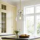 9.8'' Modern Pendant Lights for Kitchen Island, 1-Light Gold Glass Pendant Lighting, Adjustable Brass Hanging Pendant Lights Fixtures for Dining Rooms, Bathroom E26