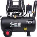 MZB 6.4 Gallon Ultra Quiet Air Compressor 110V/60Hz Steel Tanks Oil-Free 70dB Noise Level Air Compressor with Wheels for Spray Painting, Auto Repair, Carpentry Decoration