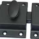 QCAA Traditional Large Oval Turn Cabinet Latch, Solid Brass, 2", for Cupboard & Other Furniture, Matte Black, 1 Pack, Made in Taiwan