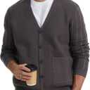 Men's Cardigan Sweater Button Front V-Neck Long Sleeve Knit Sweaters (3XL, Gray)