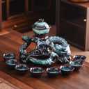 Semi Automatic Tea Set Ceramic Teapot with Infuser Magic Teapot with 8 cups Gradient Color (Gradient Dragon- D)