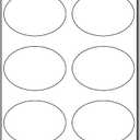 Large Oval Glossy Labels - 3 7/8" x 2 3/4" - White Adhesive Stickers Printable with Inkjet/Laser Printers - 10 Sheets / 60 Labels