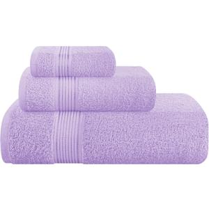 Belizzi Home Ultra Soft 3 Pack Cotton Towel Set, Contains a Bath Towel 52x64 inch, a Hand Towel 22x16 inch & a Wash Coth 12x12 inch, Ideal Everyday use, Compact & Lightweight - Lilac