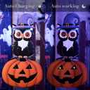 TERESA'S COLLECTIONS Metal Halloween Yard Stakes Decorations for Outdoor, Solar Jack-o-Lantern Pumpkins Garden Stakes for Halloween Party Decor, Purple Yard Sign for Lawn Patio, 27" (Large)