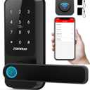 WiFi Smart Lock with Handle,Zomnua Fingerprint Lever Keyless Entry Door Lock with Keypad, Alexa Digital Electronic Smart Deadbolt for Front Door with Gateway,Bluetooth App, Fob Keys
