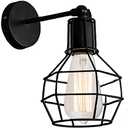 Black Wall Sconces,Adjustable Head Vintage Cage Wall Mount Light, Lightess Black Wall Sconces Lighting Industrial Retro Wall Mount Lamp Home Kitchen Cafe(1pack).
