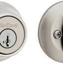 Kwikset 660 Deadbolt Lock, Satin Nickel Round Exterior Keyed Front Entry Door, Single Cylinder Dead Bolt, with Microban Protection